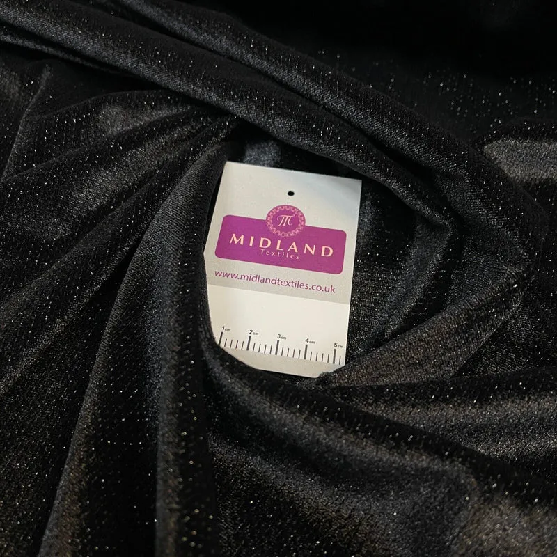 Stunning Black Metallic Stripe Lurex Velvet Spandex Fabric 150cm Wide M1961