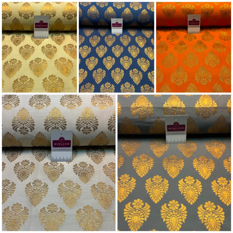 £15 Indian Banarsi fabric Brocade Geometric waistcoat wedding 125cm M1686