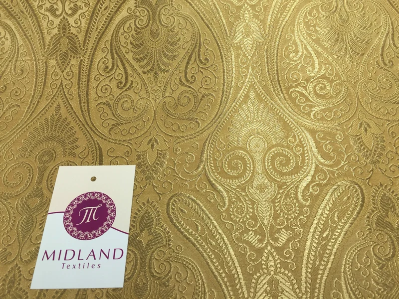 £14.99/m Luxury Gold Paisley Indian Banarsi Brocade Fabric M246 Metallic Bridal