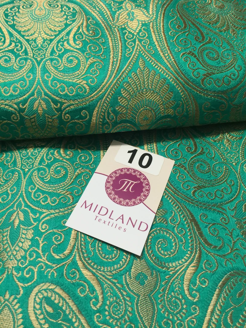 £14.99/m Luxury Gold Paisley Indian Banarsi Brocade Fabric M246 Metallic Bridal
