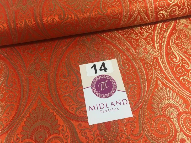 £14.99/m Luxury Gold Paisley Indian Banarsi Brocade Fabric M246 Metallic Bridal