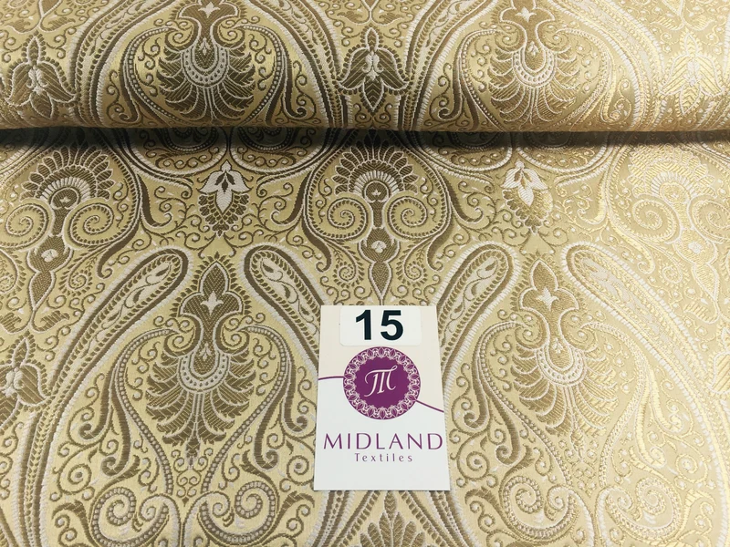 £14.99/m Luxury Gold Paisley Indian Banarsi Brocade Fabric M246 Metallic Bridal