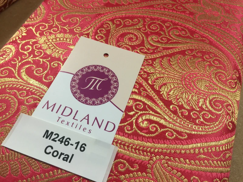£14.99/m Luxury Gold Paisley Indian Banarsi Brocade Fabric M246 Metallic Bridal
