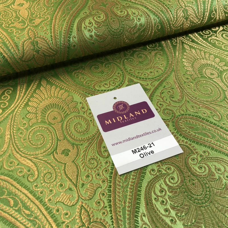 £14.99/m Luxury Gold Paisley Indian Banarsi Brocade Fabric M246 Metallic Bridal