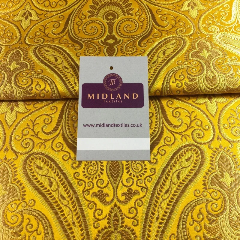 £14.99/m Luxury Gold Paisley Indian Banarsi Brocade Fabric M246 Metallic Bridal