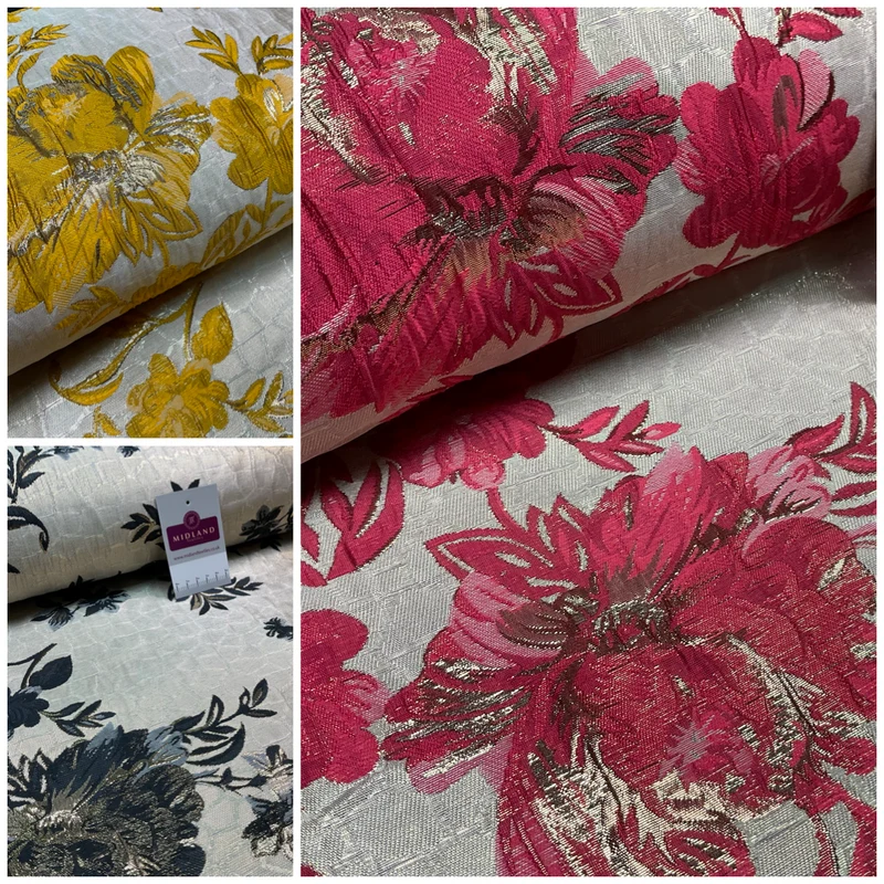 Indian Large Floral Banarsi brocade waistcoat wedding fabric 140cm wide M1684
