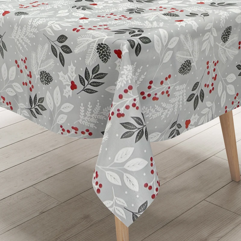 Wachstuch Tischdecke B3019-02 grau Weihnachten Advent Tannenzweige eckig rund oval