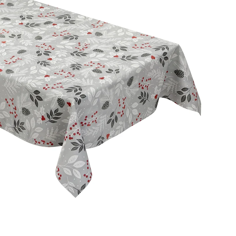 Wachstuch Tischdecke B3019-02 grau Weihnachten Advent Tannenzweige eckig rund oval