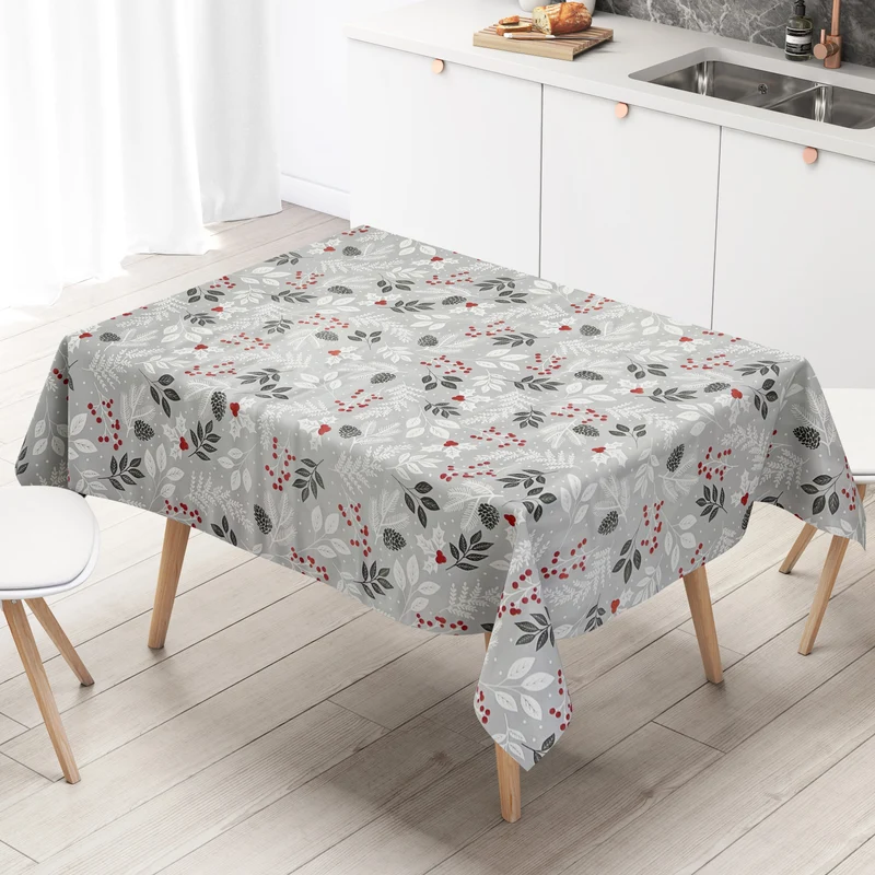 Wachstuch Tischdecke B3019-02 grau Weihnachten Advent Tannenzweige eckig rund oval