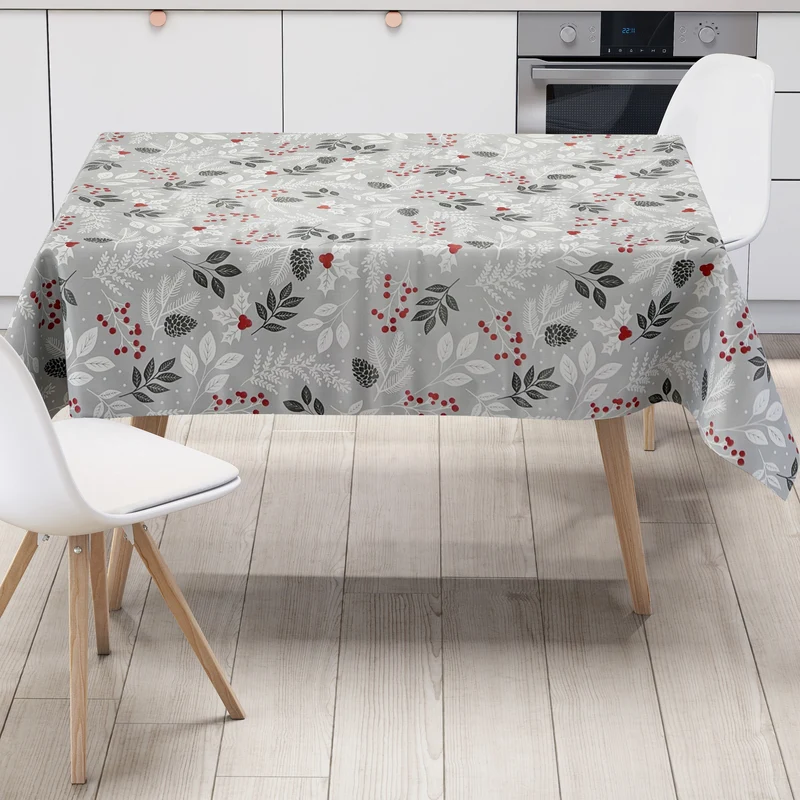 Wachstuch Tischdecke B3019-02 grau Weihnachten Advent Tannenzweige eckig rund oval