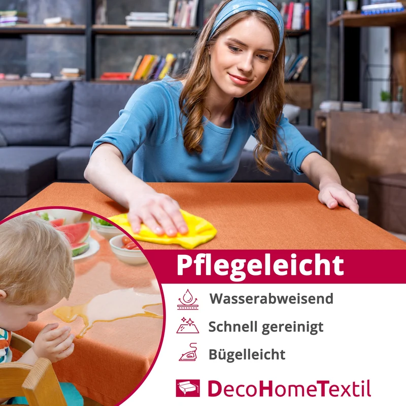 Leinen Optik Tischdecke eckig orange