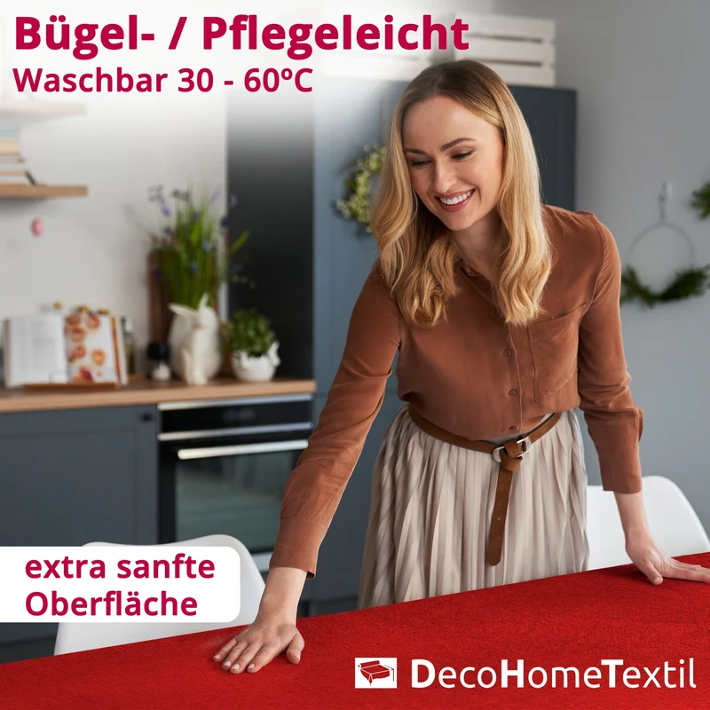 Leinen Optik Tischdecke eckig rot