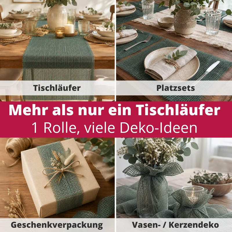 DecoHomeTextil Deco Jute Tischläufer 30cm x 5m