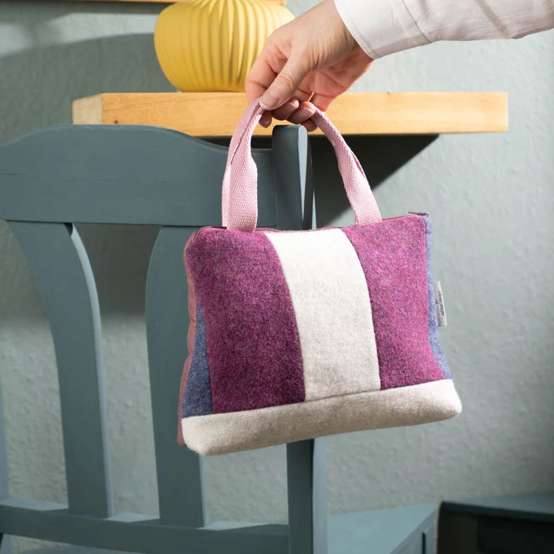 Kleine Handtasche aus Loden & Leinen