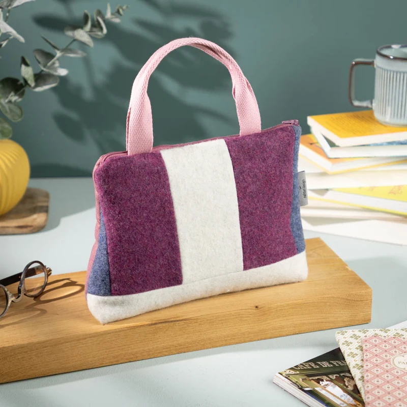 Kleine Handtasche aus Loden & Leinen