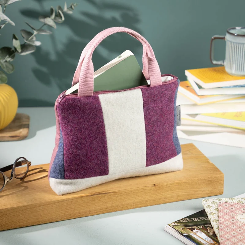 Kleine Handtasche aus Loden & Leinen