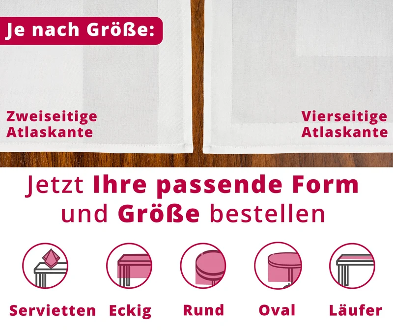 100% Baumwolle Damast Tischdecke weiß eckig