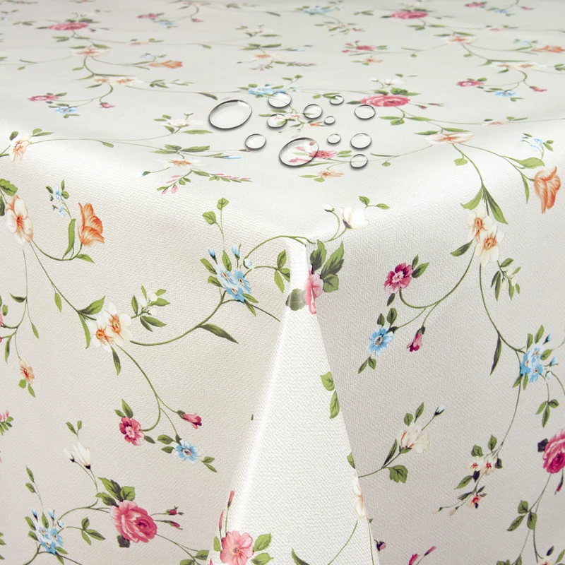 Wachstuch Blumen Beige eckig