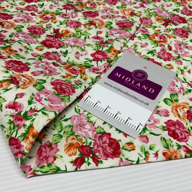 Floral Florence Bunch Cotton Poplin dress Fabric Sold by the meter M1893