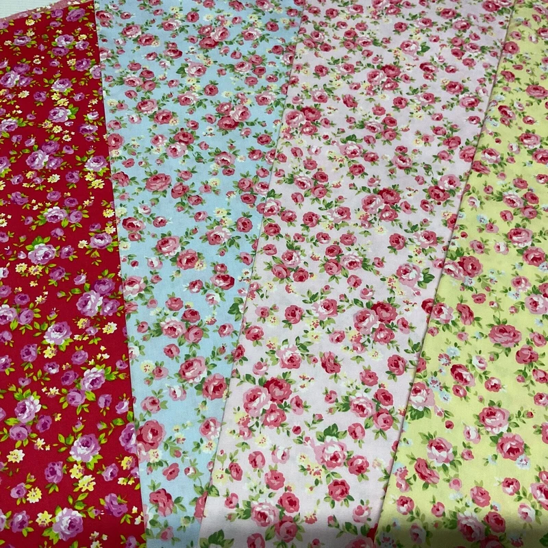 Classic Rose Floral Cotton Poplin dress Fabric Sold by the meter M1895