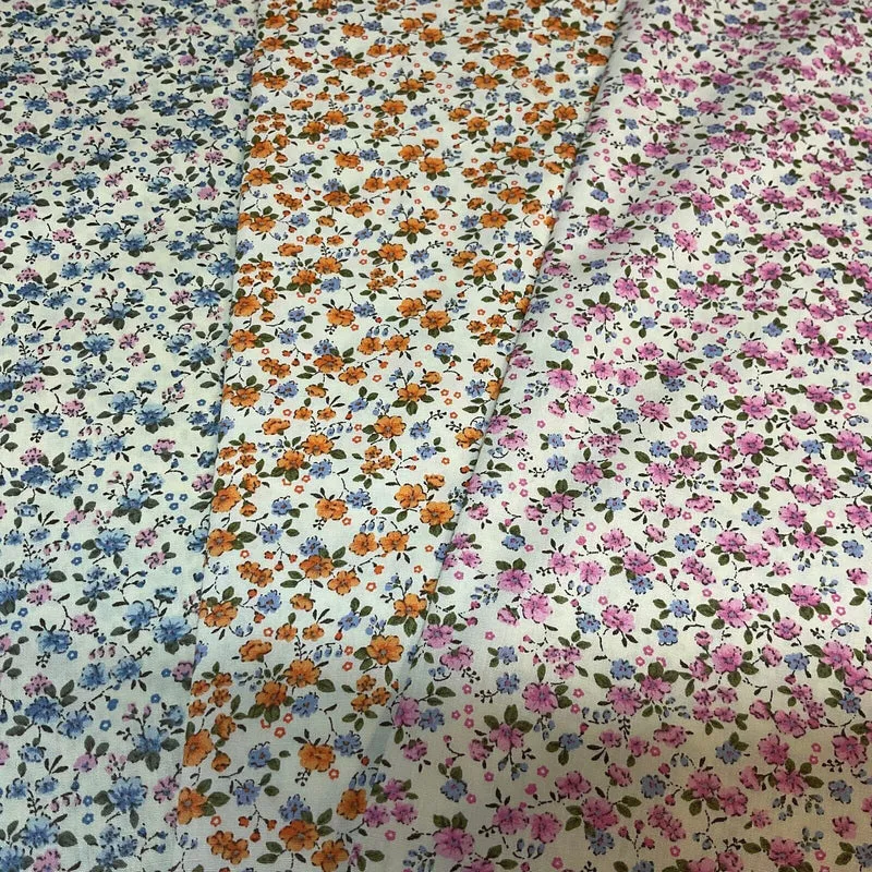 Eliza Small Floral Lemon Cotton Poplin dress Fabric M1889