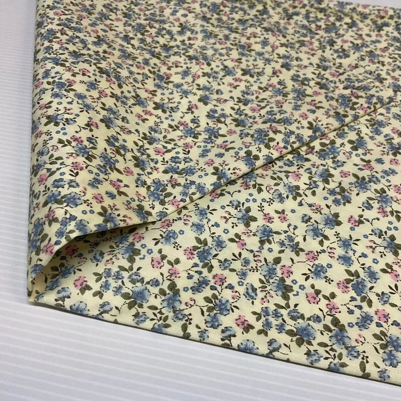 Eliza Small Floral Lemon Cotton Poplin dress Fabric M1889