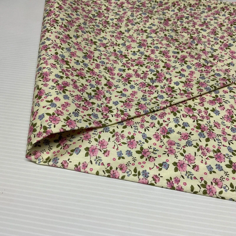 Eliza Small Floral Lemon Cotton Poplin dress Fabric M1889