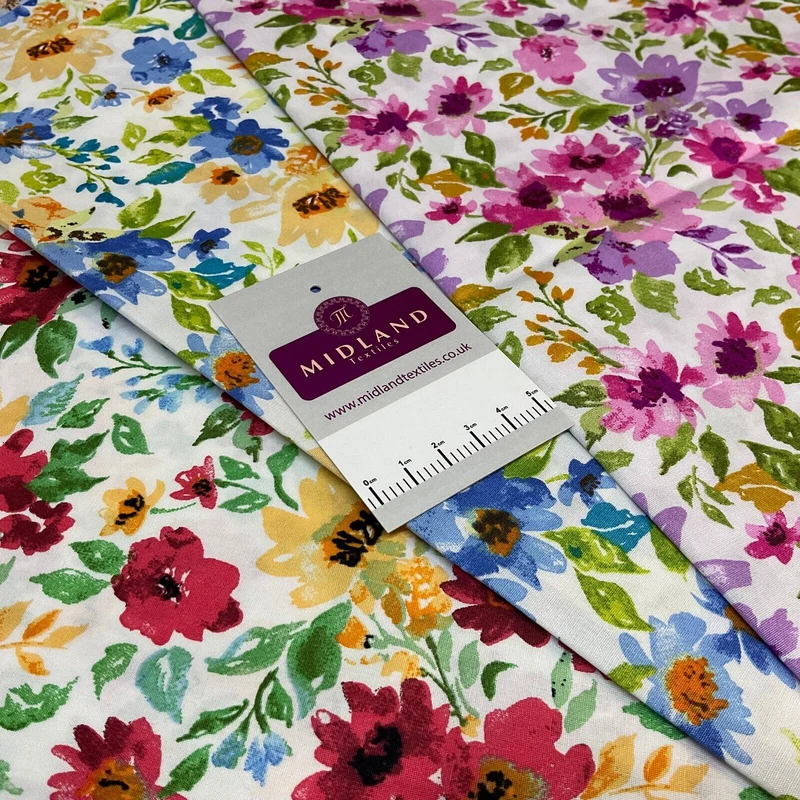 Bold Tropical Floral Cotton Poplin dress Fabric Sold by the meter M1907