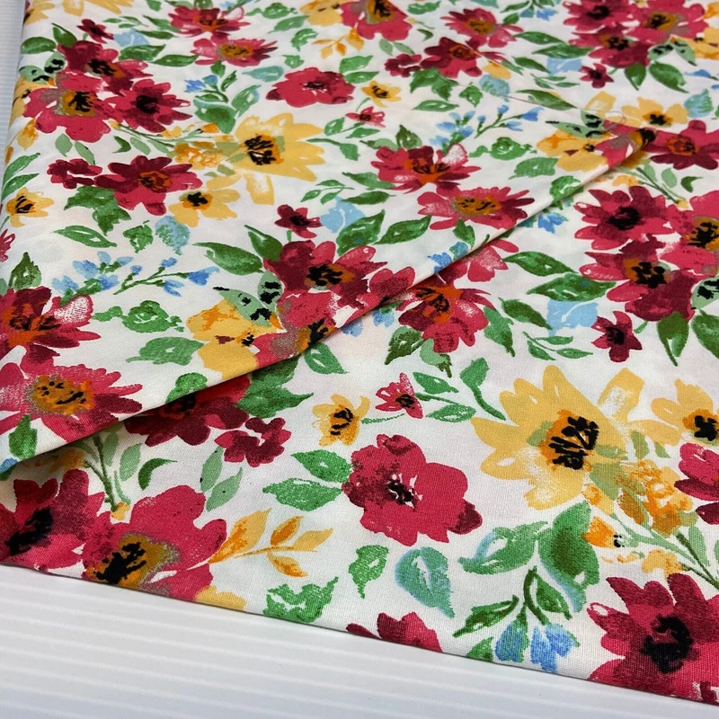 Bold Tropical Floral Cotton Poplin dress Fabric Sold by the meter M1907