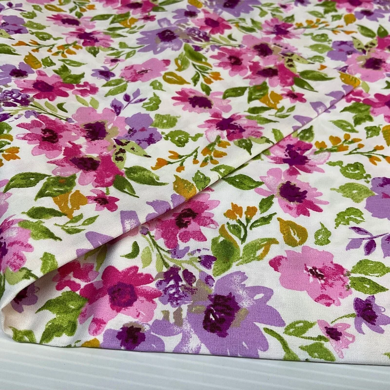 Bold Tropical Floral Cotton Poplin dress Fabric Sold by the meter M1907
