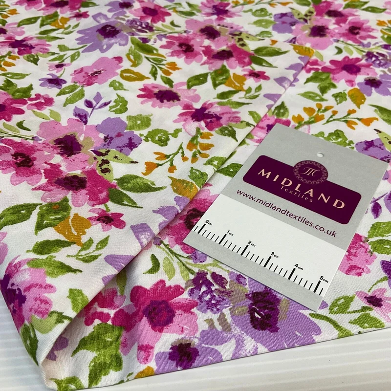 Bold Tropical Floral Cotton Poplin dress Fabric Sold by the meter M1907
