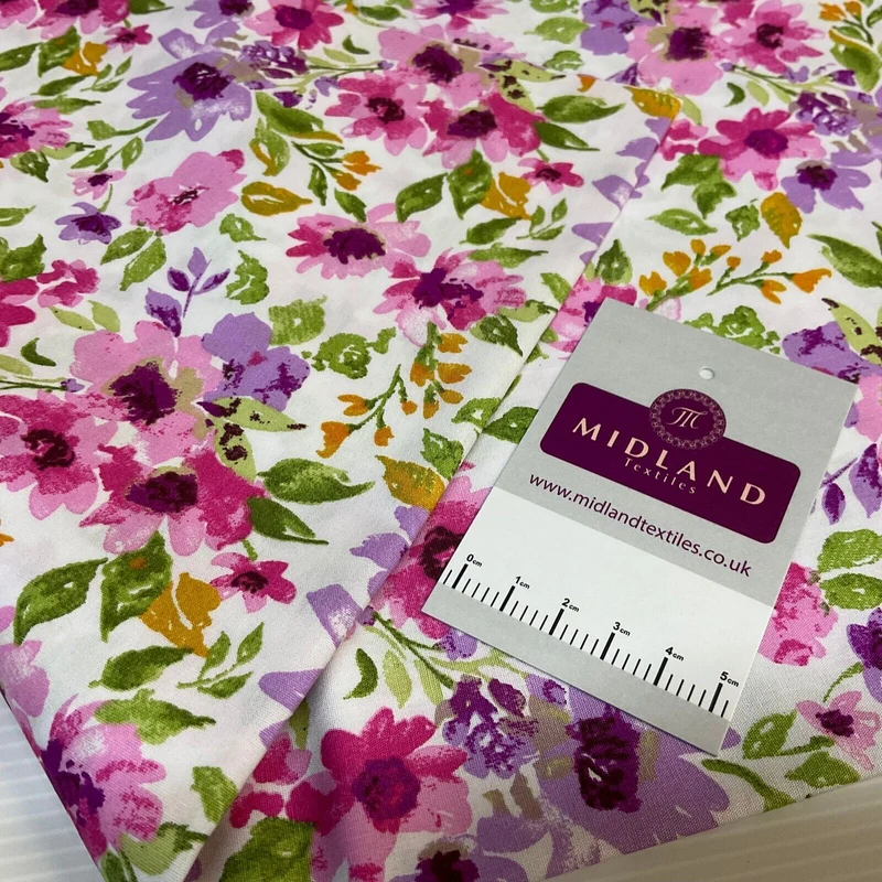 Bold Tropical Floral Cotton Poplin dress Fabric Sold by the meter M1907
