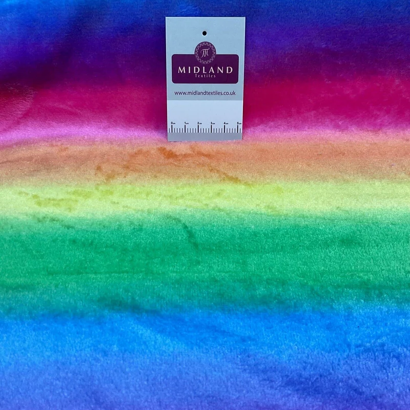 Rainbow stripe coloured Supersoft Cuddle Fleece fabric M1940