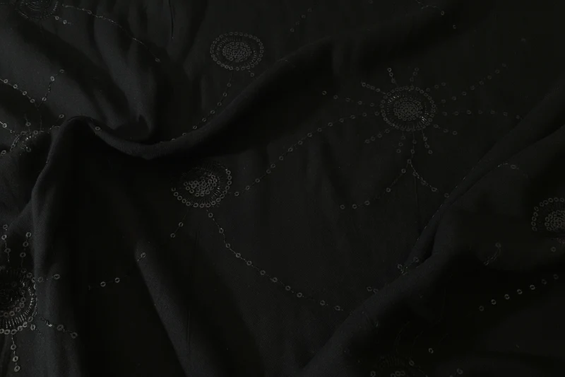 Black Viscose Shiny Sequin & Thread Design Dress Fabric £6.99/metre M80-3 Mtex