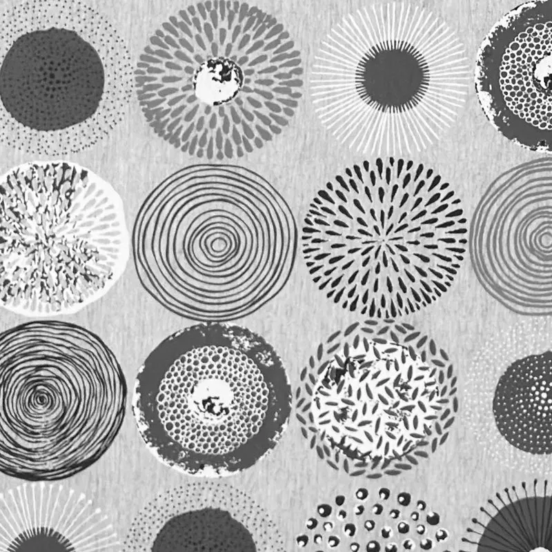 Jacquard Tischdecke aus beschichteter Baumwolle mit Fleckenschutz ONIRIC grau Kreise eckig rund oval