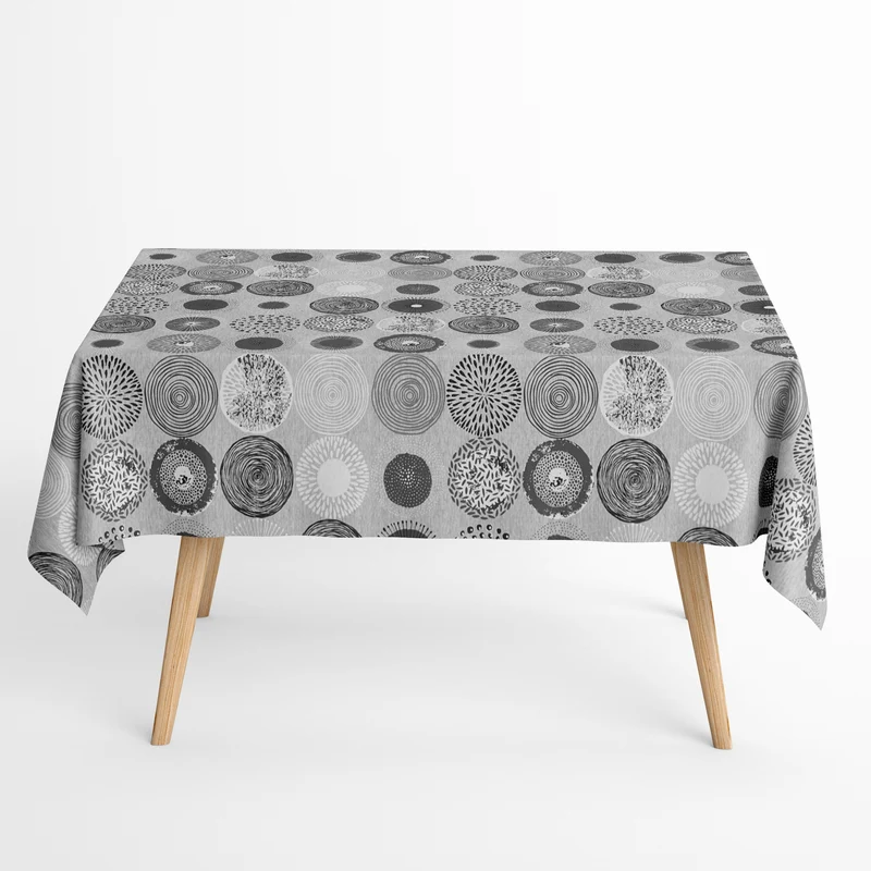 Jacquard Tischdecke aus beschichteter Baumwolle mit Fleckenschutz ONIRIC grau Kreise eckig rund oval