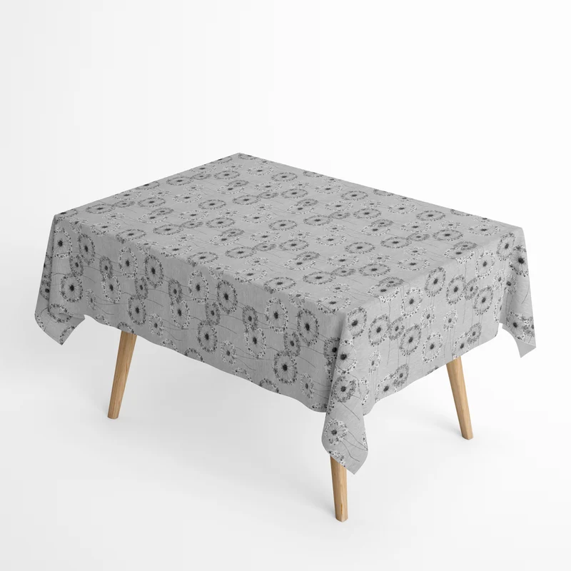 Jacquard Tischdecke aus beschichteter Baumwolle mit Fleckenschutz MIST grau Pusteblume eckig rund oval
