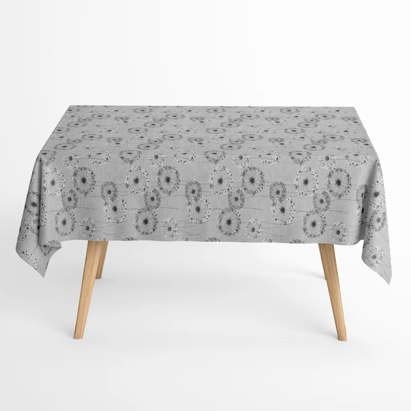 Jacquard Tischdecke aus beschichteter Baumwolle mit Fleckenschutz MIST grau Pusteblume eckig rund oval