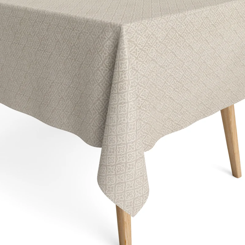 Jacquard Tischdecke aus beschichteter Baumwolle mit Fleckenschutz ADARA1301 beige Mosaik Oranmente eckig rund oval