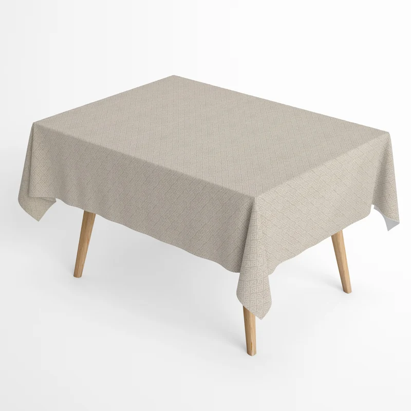 Jacquard Tischdecke aus beschichteter Baumwolle mit Fleckenschutz ADARA1301 beige Mosaik Oranmente eckig rund oval