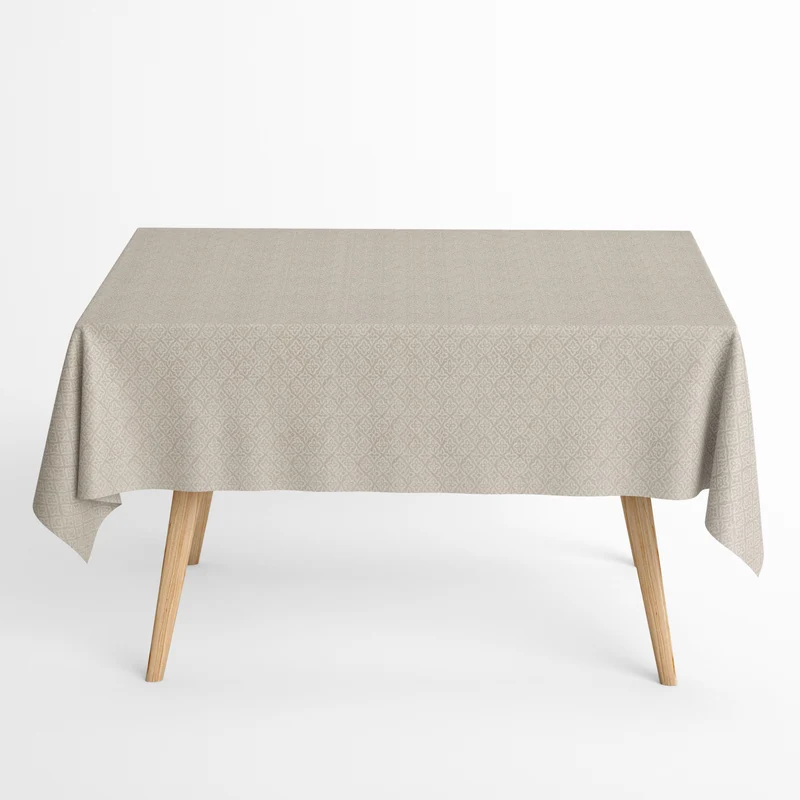 Jacquard Tischdecke aus beschichteter Baumwolle mit Fleckenschutz ADARA1301 beige Mosaik Oranmente eckig rund oval