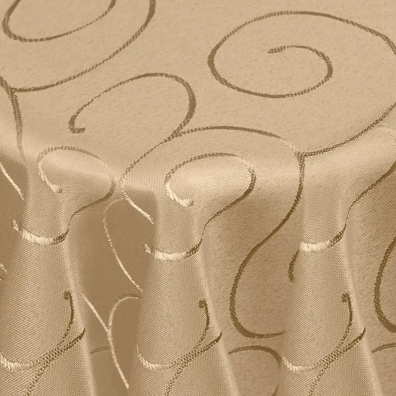 Kringel Ornamente Tischdecke Nougat rund