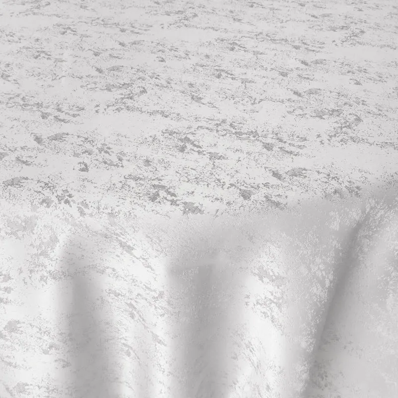 Jacquard Tischdecke Granit weiß rund