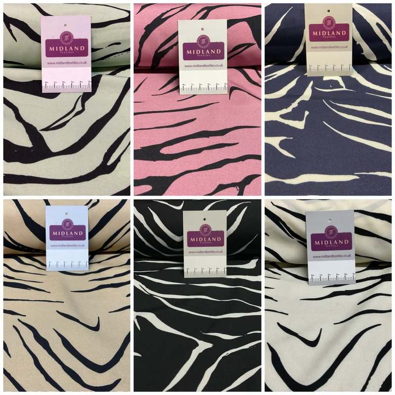 Zebra Animal Print Peach Crepe Dress Fabric M1942