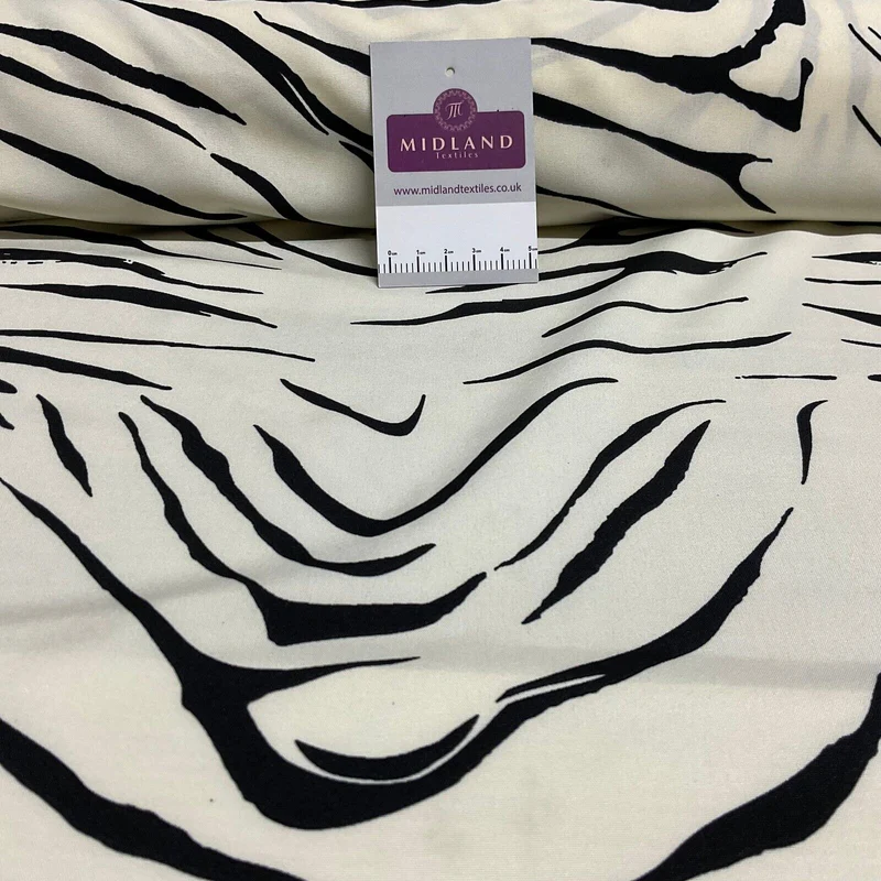 Zebra Animal Print Peach Crepe Dress Fabric M1942