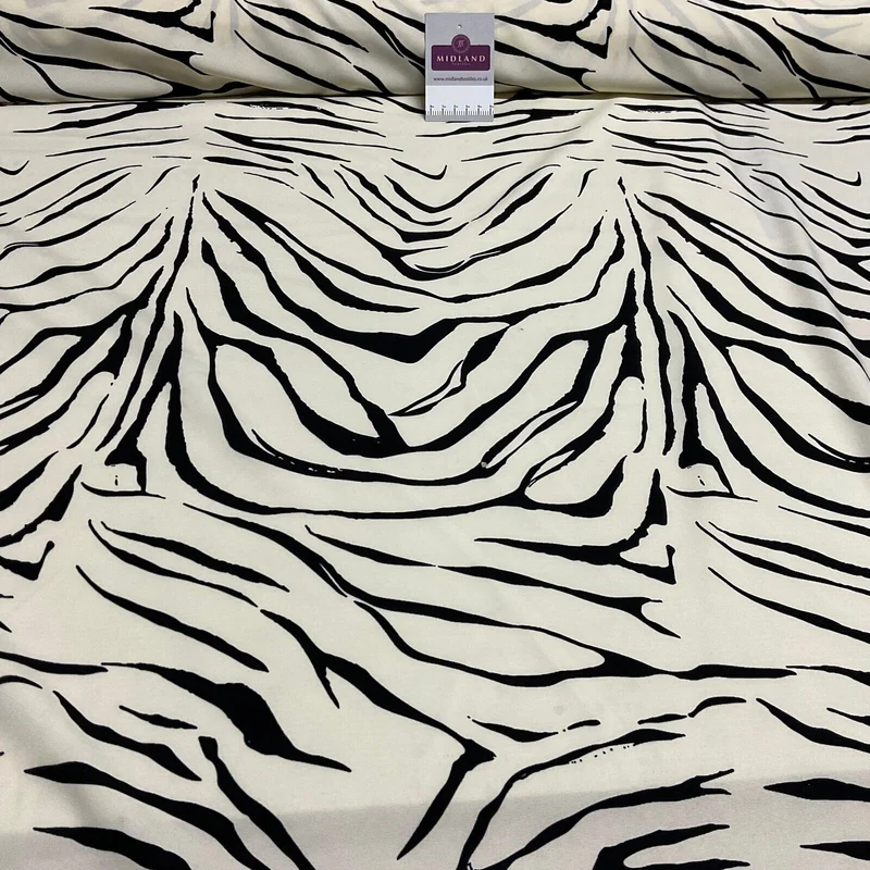 Zebra Animal Print Peach Crepe Dress Fabric M1942