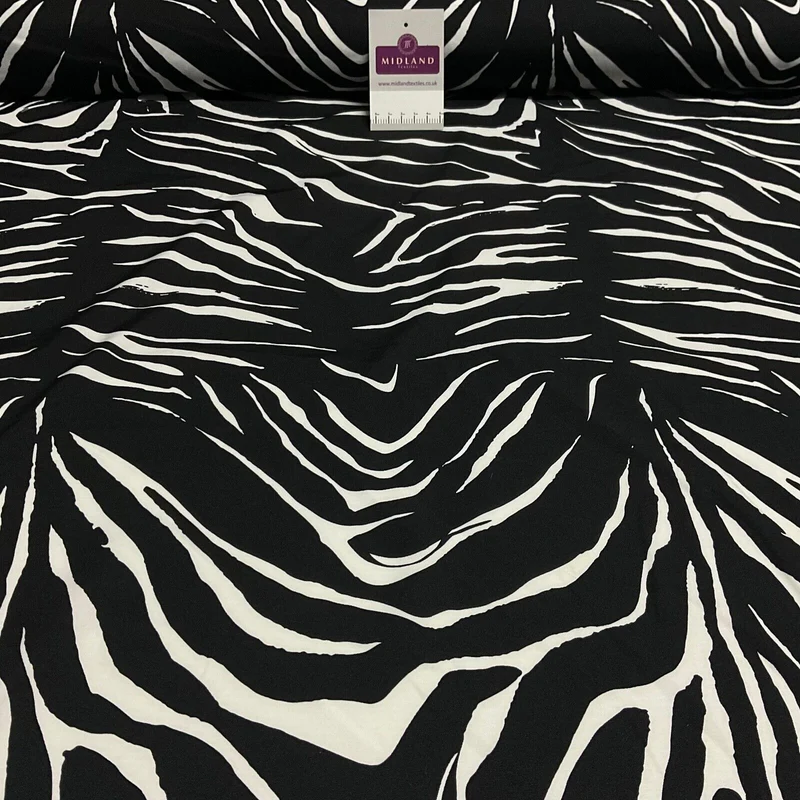 Zebra Animal Print Peach Crepe Dress Fabric M1942