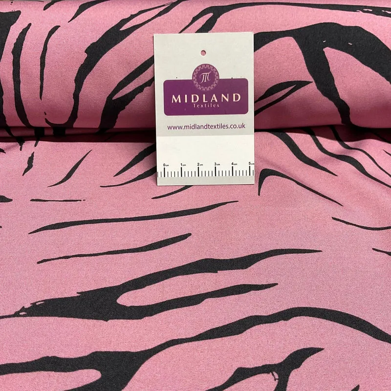 Zebra Animal Print Peach Crepe Dress Fabric M1942