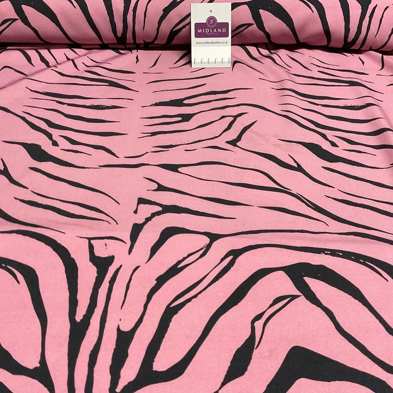 Zebra Animal Print Peach Crepe Dress Fabric M1942