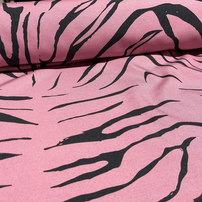Zebra Animal Print Peach Crepe Dress Fabric M1942